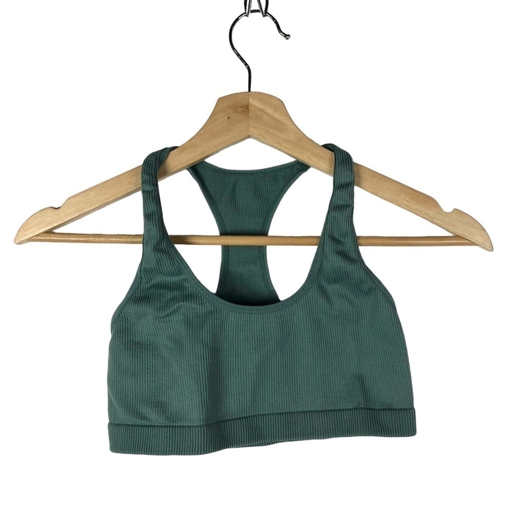 Lively Green Ribbed Seamless Racerback Bralette M - Picture 2 of 3